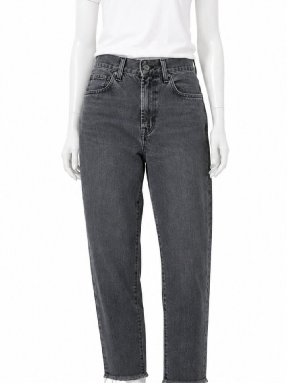 Forever 21 Women's Size 29 Jeans Premium Grey Raw Hem High Rise Mom Jeans